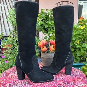 New Vince Camuto Mono Black Tall Suede Leather Boots Made in Brazil